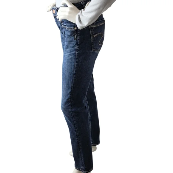 Silver Jeans Avery Straight W27 L30 Dark Wash Stretch Denim Jeans - Picture 6 of 10